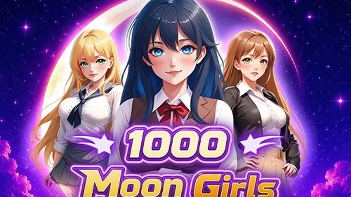 Tampilan visual slot 1000 Moon Girls dengan tujuh gulungan